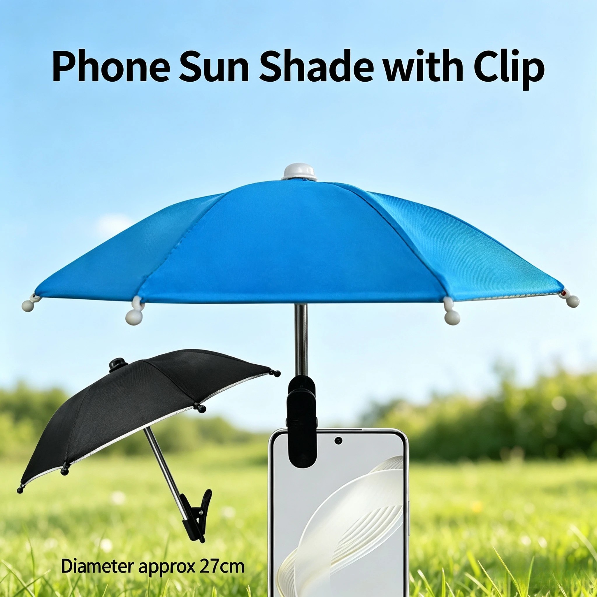 Mobile Phone Holder Sunshade Clip Umbrella Outdoor Fixed Rainproof Anti-Reflection Minimalist Design Can Print Logo Umbrella
