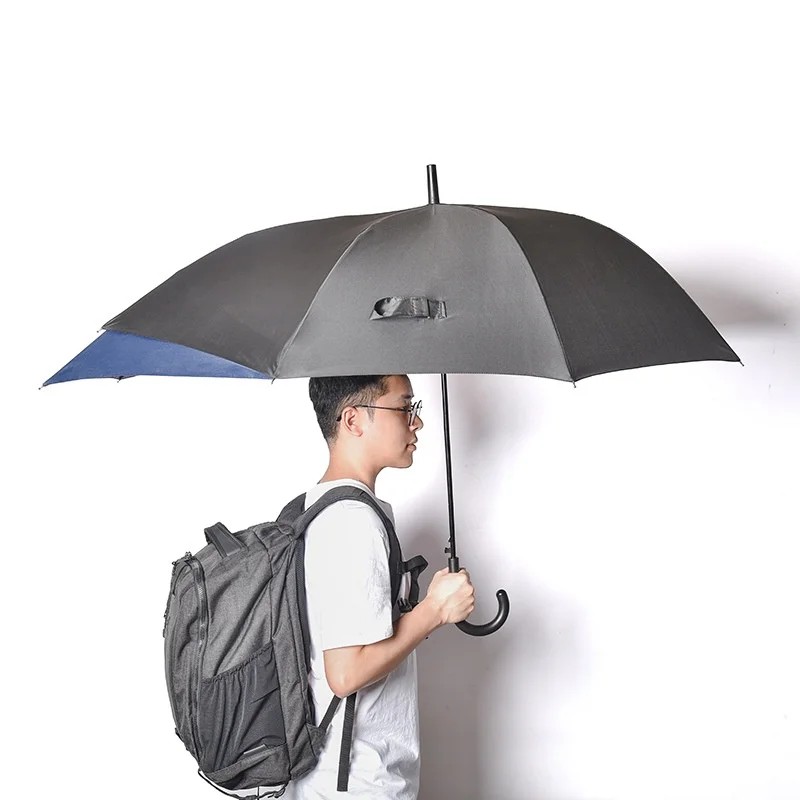 Asymmetrical Double Layer Steel Ribs Automatic Retractable Backpack Umbrella Extended Canopy Creative Extra Large Personalized