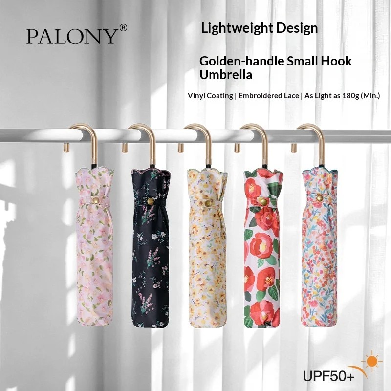 Japanese Style Ultra Light Compact Folding Sun Umbrella UPF 50+ Sun Protection Dual Use for Sunny Rainy Days Women's Business