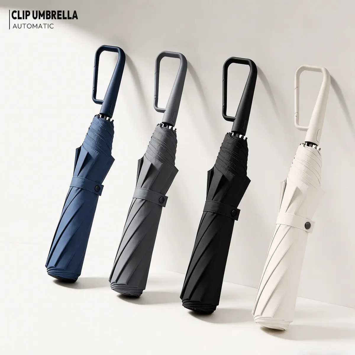 Two-fold Ring Knot Easy-foldable Umbrella Solid Color Business Size Extra-large Thick All-weather Adhesive Patch Memory Function