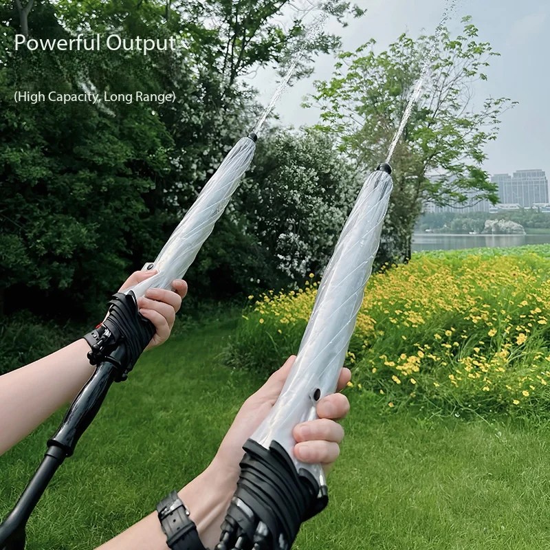 Adult Straight 86cm Diameter Plastic Transparent Custom Printed Long Rod Water Gun Umbrella