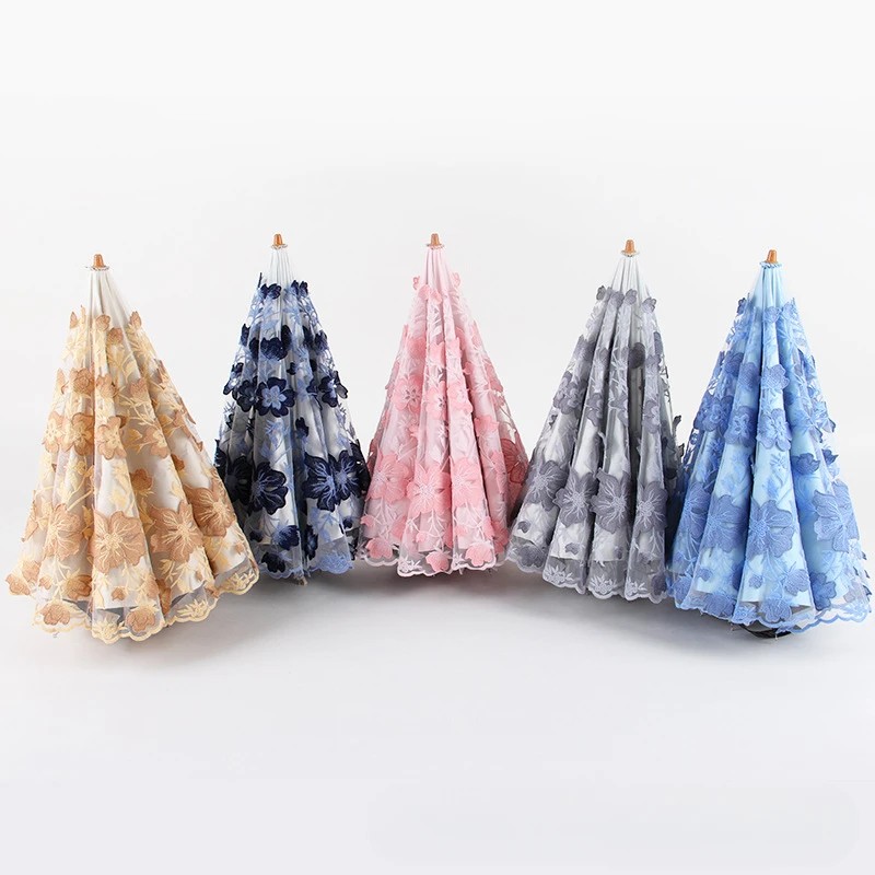 Aurora New Double Layer Lace Umbrella Embroidery Umbrella Anti UV Two Fold Gift Umbrella Sun Umbrella