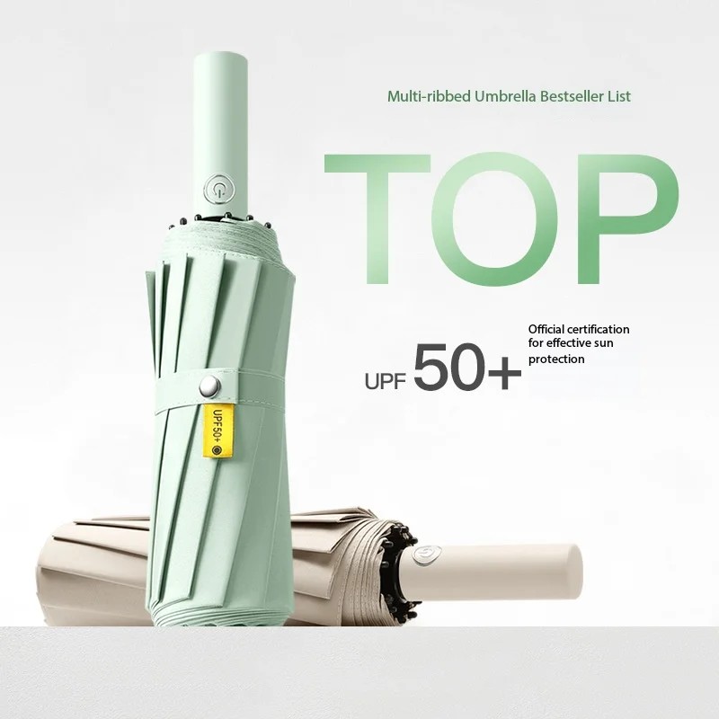 12-bone Fully Automatic All-weather Umbrella, Sun Protection, Wind Resistance, Reinforced and Enhanced UV protection Business