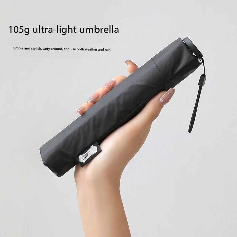 105g 6-Ribs Ultra-light Pencil Umbrella Black Rubber UV-resistant Sun Umbrella,foldable and Portable, Suitable for All Weather