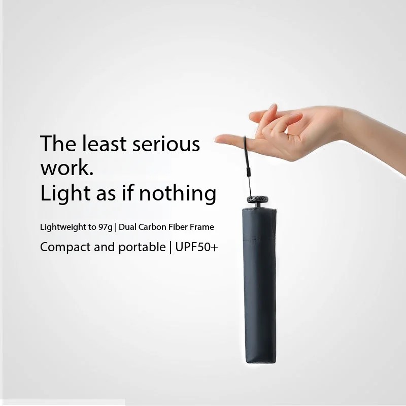 97g Carbon Fiber ultra Light Feather Umbrella Black Plastic Sunscreen Pencil Umbrella Mini Portable Umbrella UV Protective