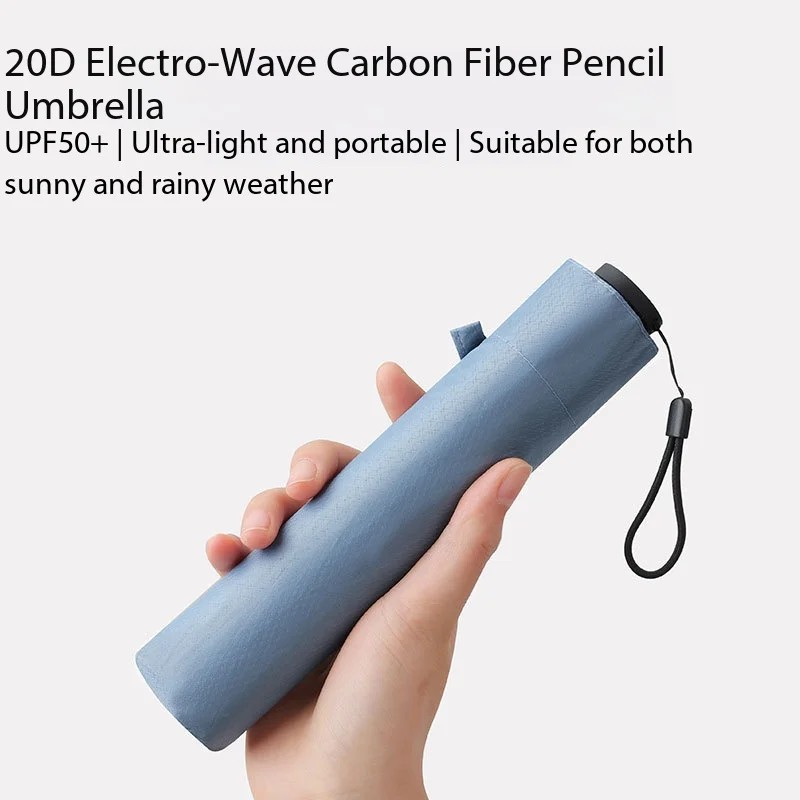 112g 20D Carbon Fiber ultra Light Pencil Umbrella Feather Black Plastic Umbrella UV protection Compact Portable Umbrella