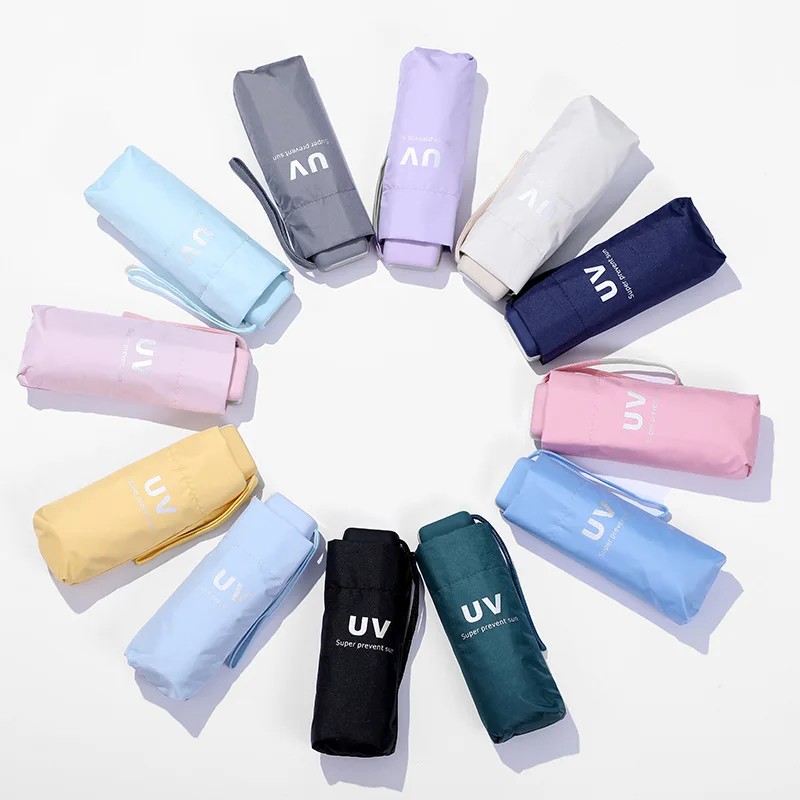 UV Lightweight Portable Sun Umbrella Uv protection Vinyl Pocket Umbrella Five-Folding Percent of the Umbrella