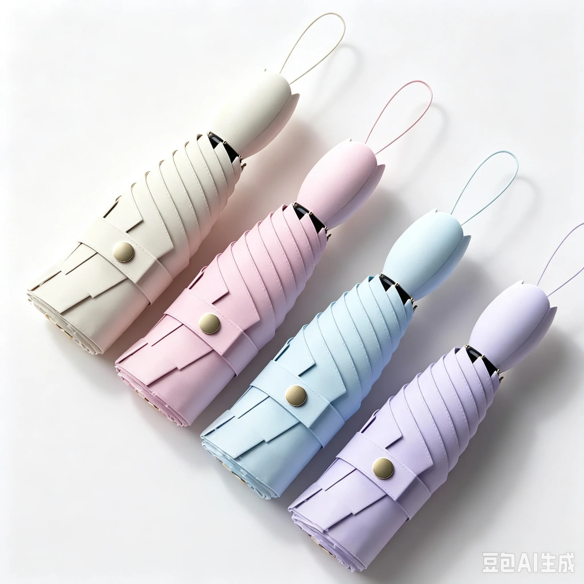 Five Fold Umbrella 6rib New Tulip Handle Sun Umbrella Black Coating Sun protection Anti UV Dual Use for Sunny and Rainy Days