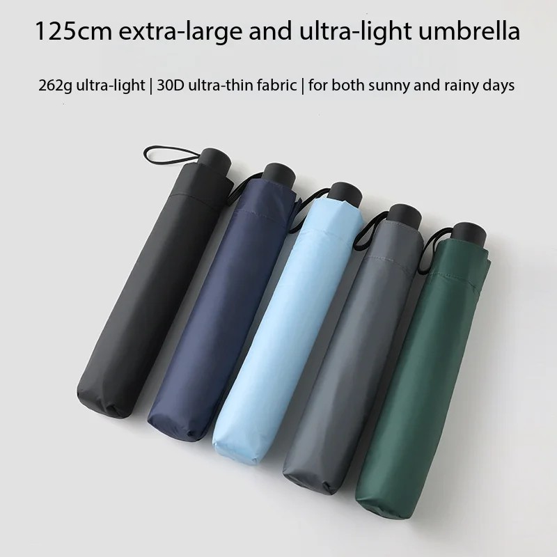 125cm Super Large and Ultra-light Black Coating UV protection Umbrella, Portable Folding Sun protection Umbrella