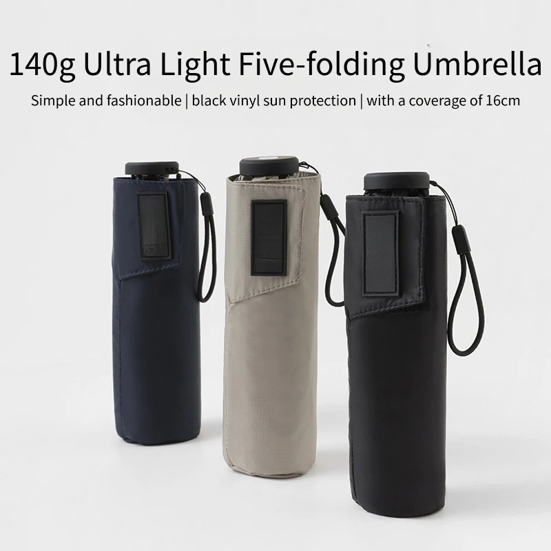 140g Light and Portable Five Fold Umbrella 16 cm Simple Korean Version Folding Pocket Umbrella UV protection Sun Umbrella
