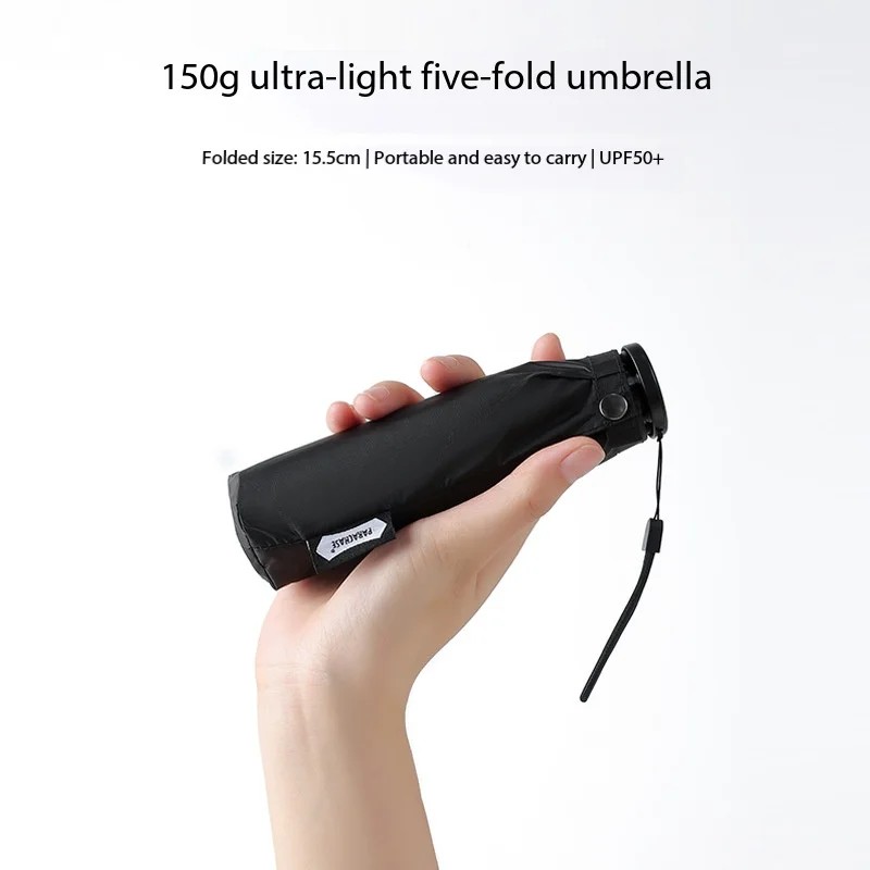 150g Ultra-light Five-folding Umbrella, Mini Portable Sunshade Umbrella, UV-resistant Sun Umbrella for Women, UPF50+