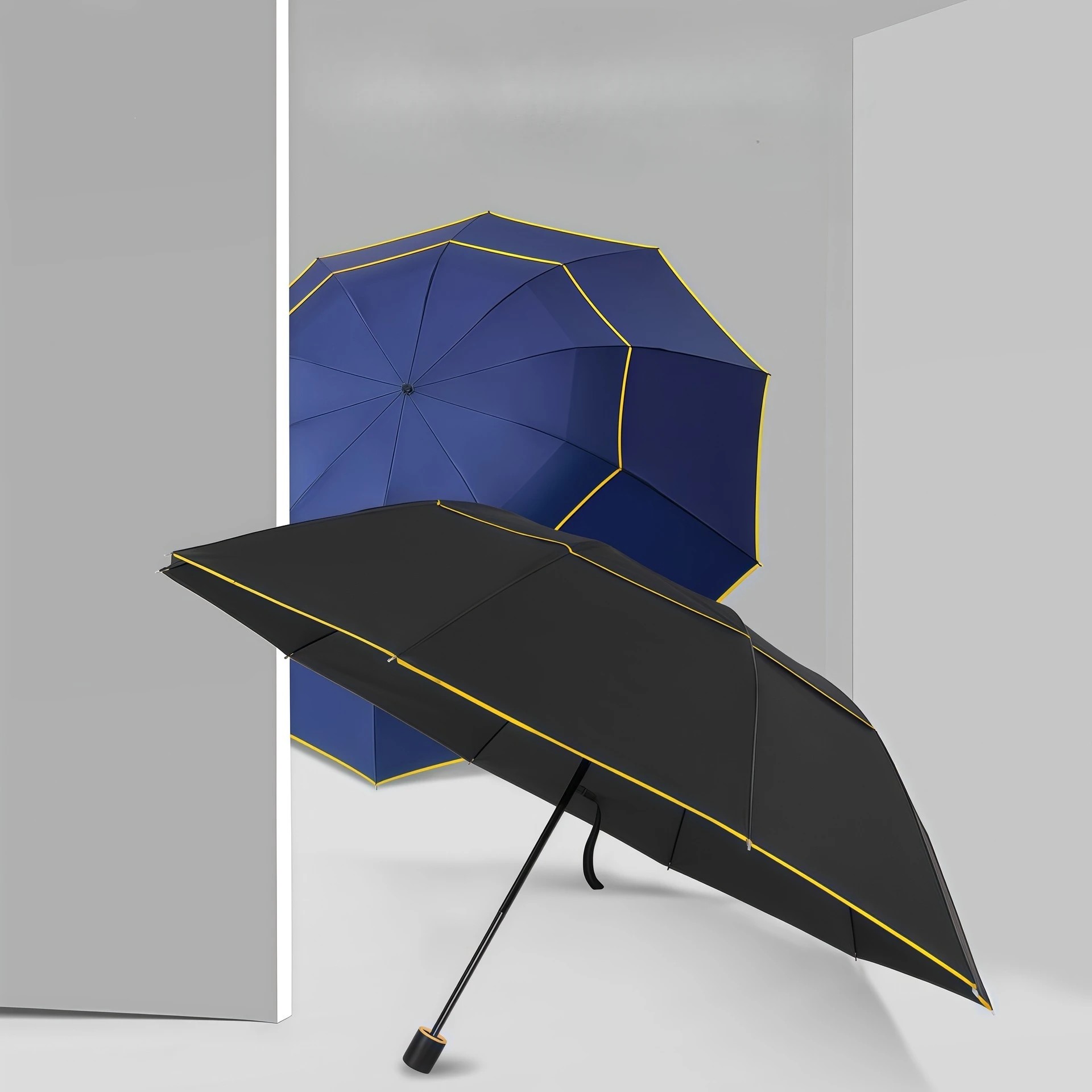 Double Layer Enlarged 10rib Folding Large Size Hemmed Windproof and Sun Proof  Umbrella Business Style Thickened and Reinforced