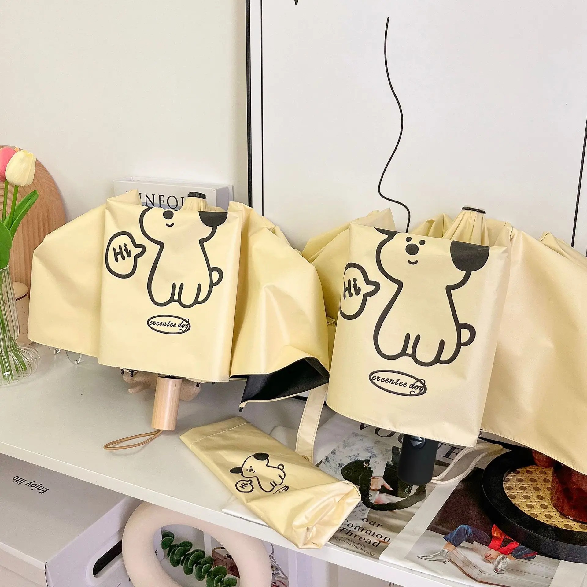 Fully Automatic Umbrelladual Use for Sunny and Rainy Days Wind Resistant  Cartoon Cute Lightweight Foldable Fresh Style
