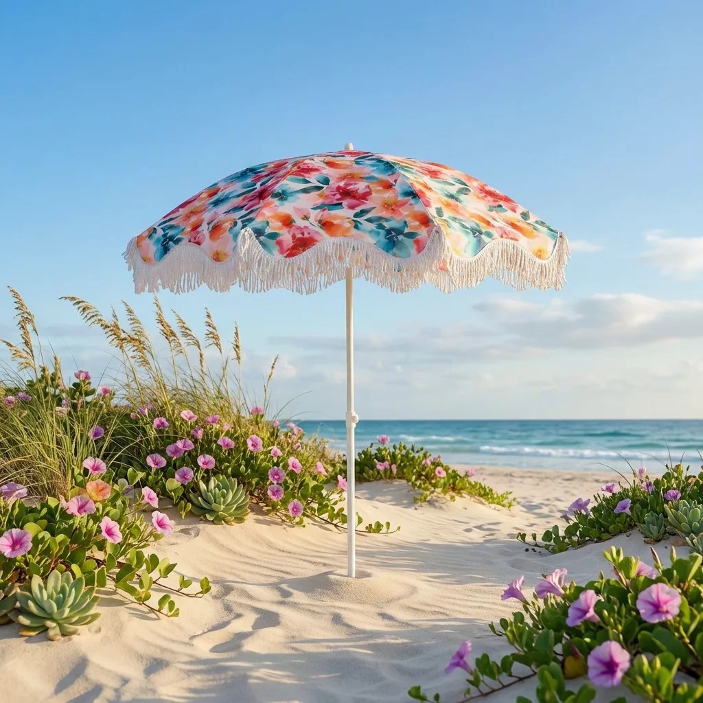 Outdoor Beach Umbrella Luxury High End Feel Seaside Swimming Pool Courtyard Camping Sunshade Fringed Large Customizable