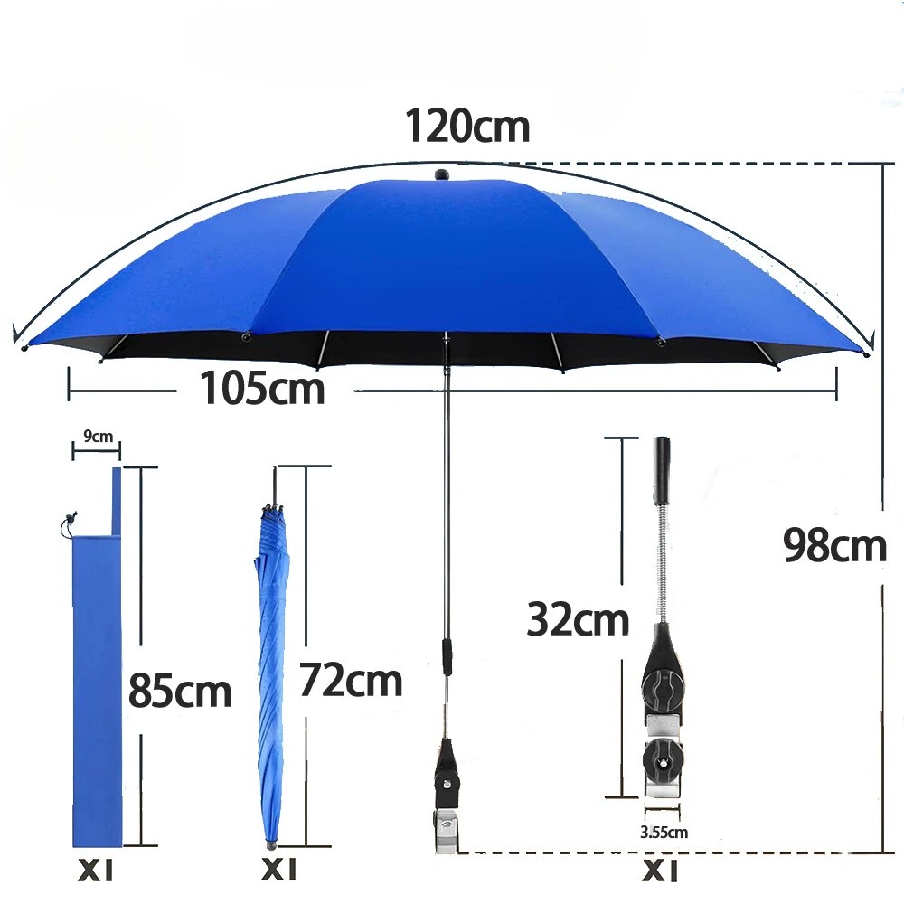 Cross Border Hot Selling Portable Beach Camping Umbrella 360 Degree Swivel Clamp Umbrella for Camping and Fishing Chairs
