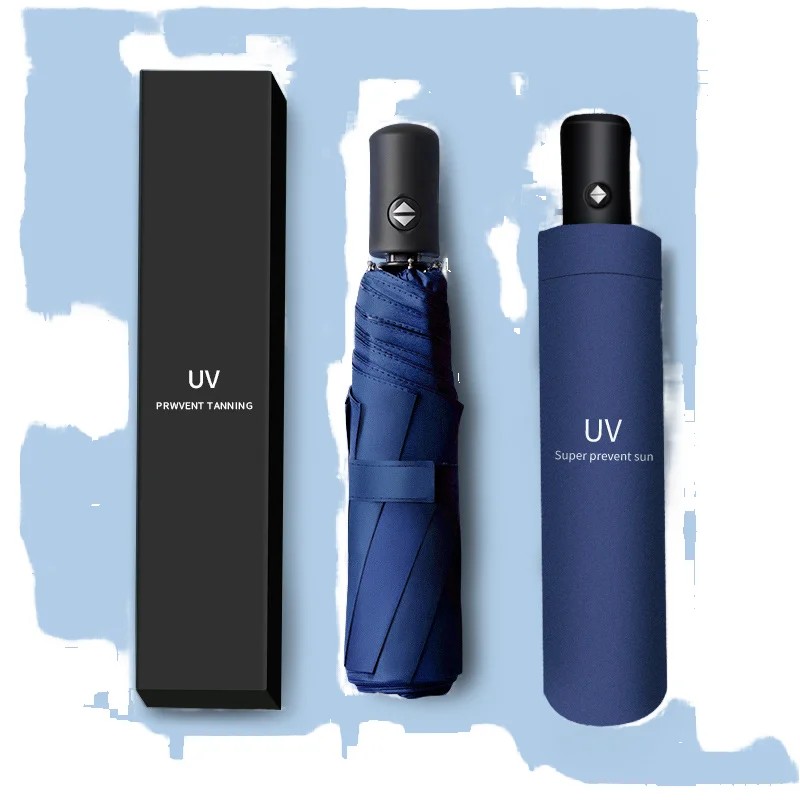 UV Black Glue Sunscreen Parasol Rain and Shine Umbrella Anti UV Women 3fold Advertising Umbrella Wholesale Custom logo