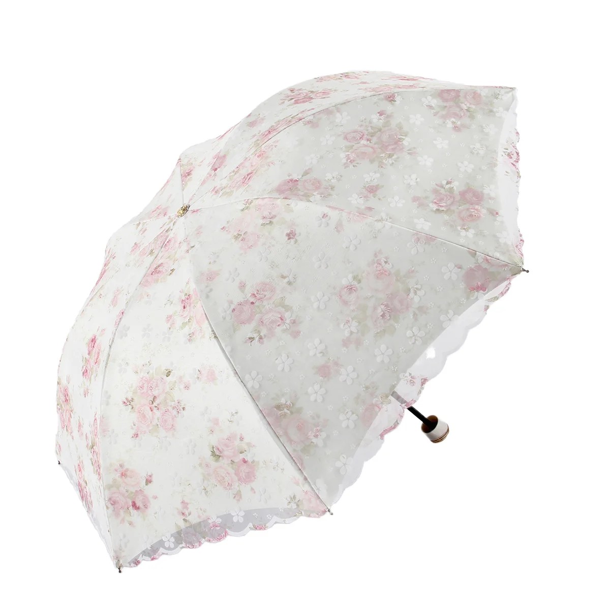 Lace Double Sunscreen Sunshade Umbrella Umbrella Three-Folding Female Flowers Gift Umbrella Restoring Ancient Ways