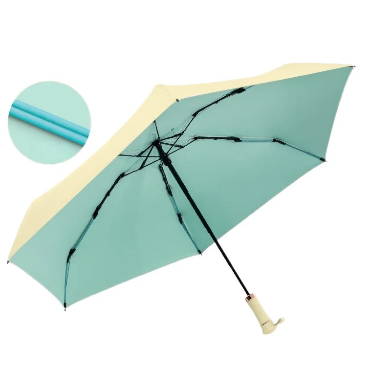 Telescopic Handle Umbrella Five Fold Color Coating Parasol Compact and Portable  Custom logo Advertising