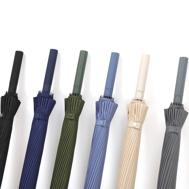 Men's Manual 24 Bone Long Straight Handle Large Double Reinforcement Modern Luxury Windproof Multi Colors Business Umbrella