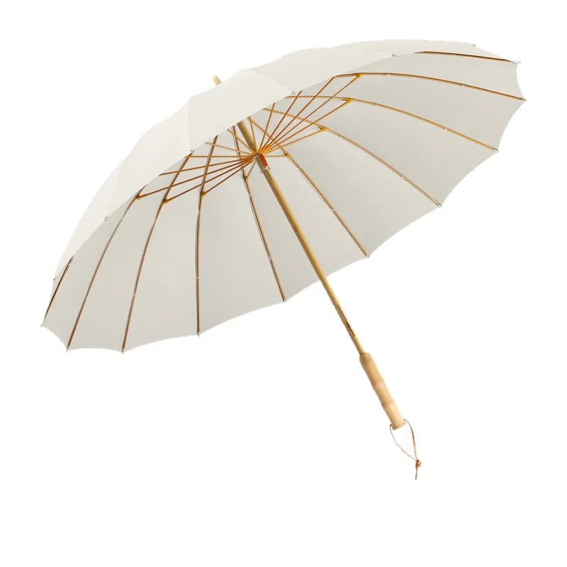 16rib Straight Umbrella Traditional Surface with Color Changing Pattern Wet Bamboo Style Handle Dropshipping Available