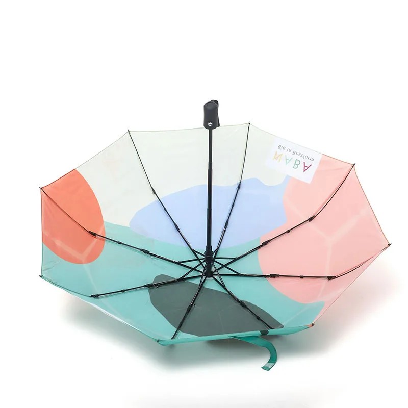 Korean Style Automatic Parasol Fresh Floral Pattern Sun protection Umbrella Dual Use Sunny and Rainy Days Black Coating 5fold