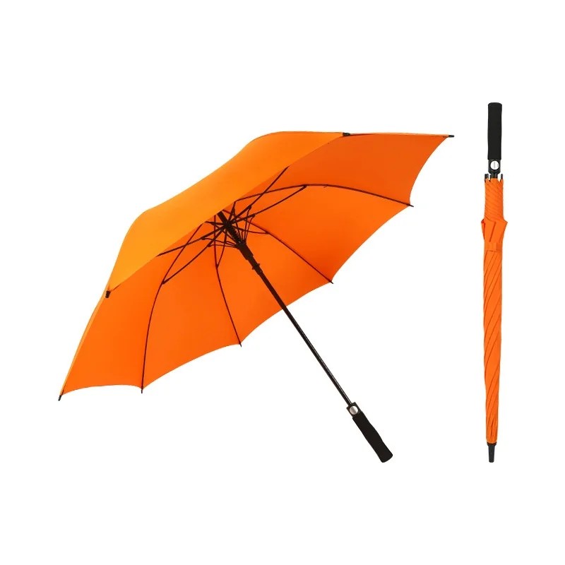 Fashion Semi Automatic Business Straight Rod Long Handle Advertising Umbrella Printed Logo Sun Rain Dual Use Two People 8rib