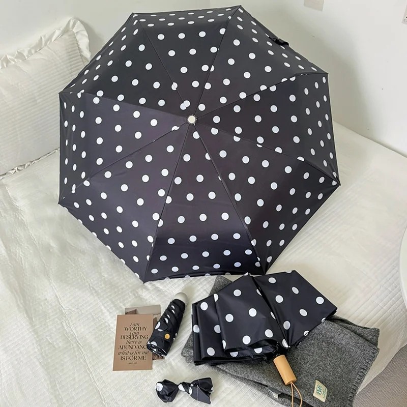 French Style Floral 12 Rib Fiber Collision Cloth UV Proof Folding Compact Sunshade Umbrella for Students