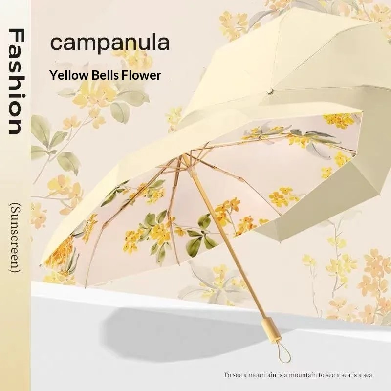 Fresh Simple Manual Double-Layer UV Protection Foldable Rain Sun Umbrella for Business Gifts