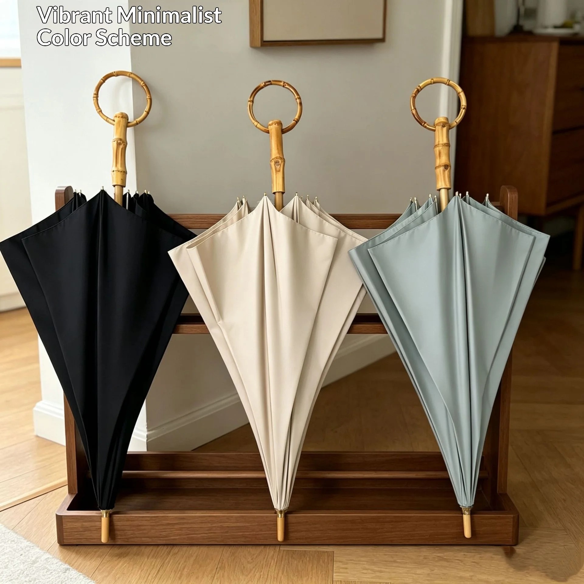 New 8bone Manual Straight Umbrella 280T Impact Resistant Fabric Creative Retro Bamboo Handle Business Gift Printable Umbrella