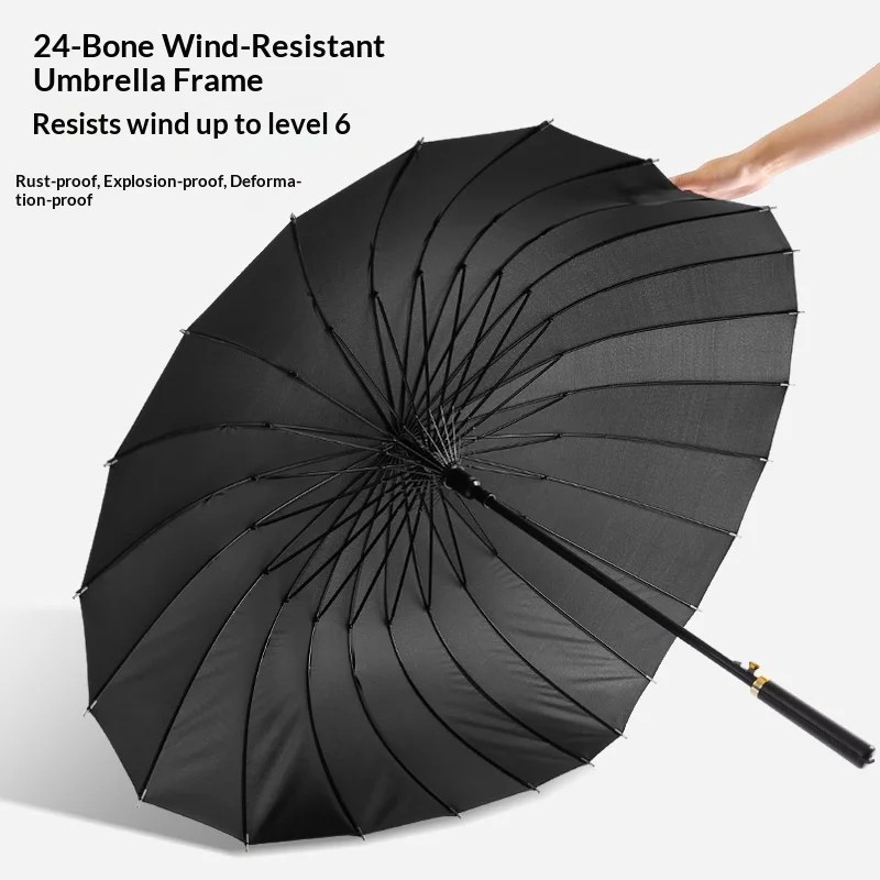 24rib Semi Automatic Extra Large Business Straight Rod Umbrella Double Person Straight Handle Factory Printed logo Advertising