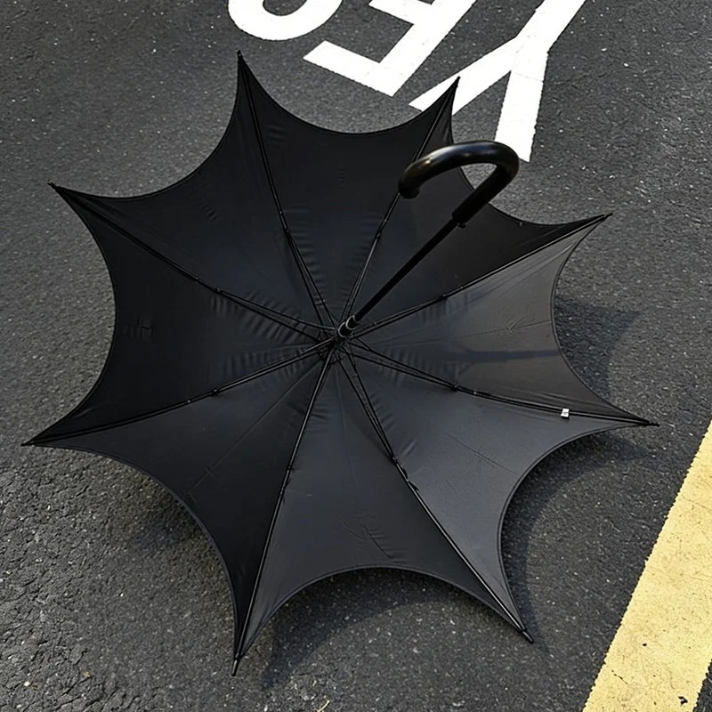 Crescent Moon Fully Automatic Straight Handle Apollo Bat Umbrella Reinforced Enlarged Gothic Dark Style Dual-use Sun Rain 8 Ribs