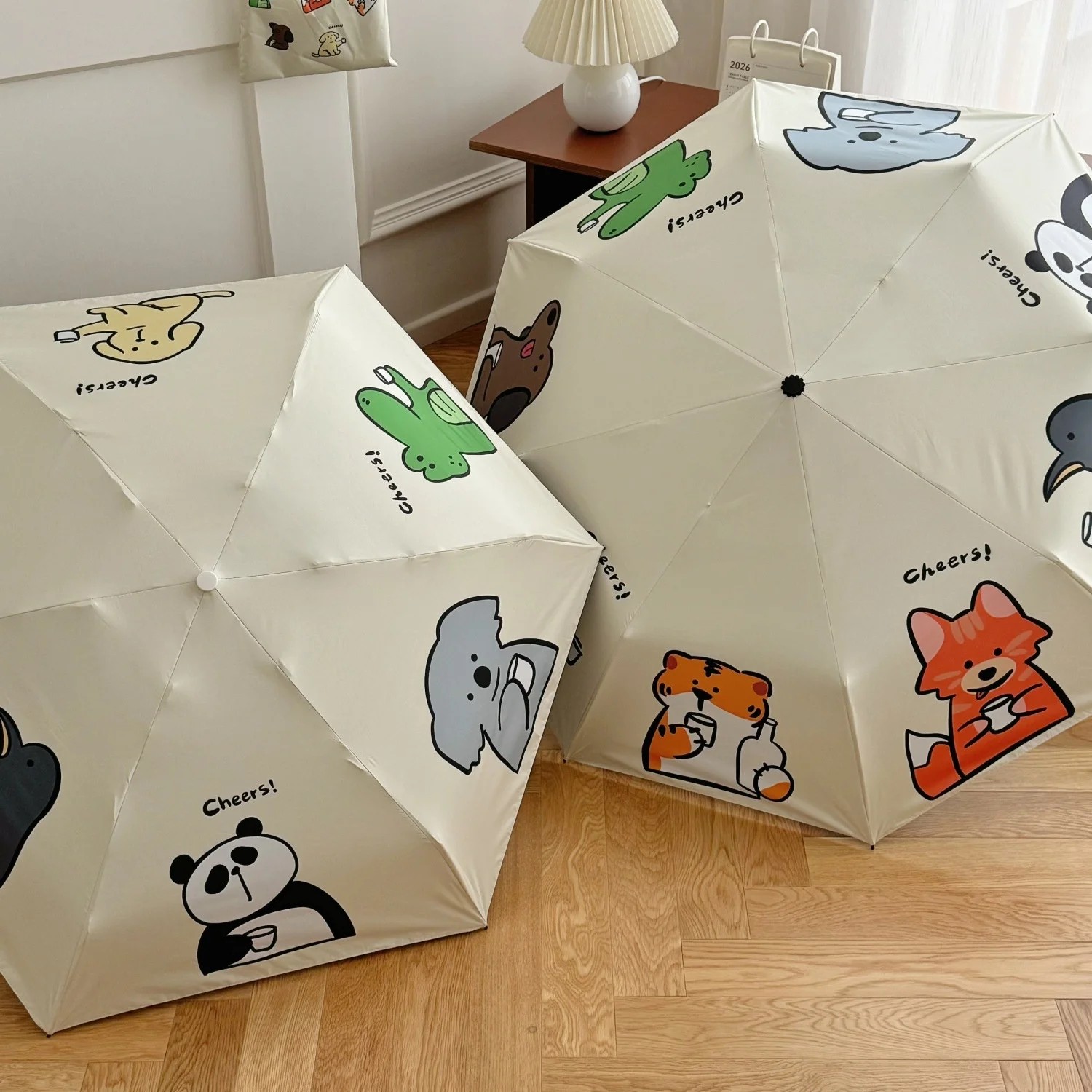 High-Value Fully Automatic UV Protection Sun Umbrella with Cartoon Animal Print 8 Ribs Reinforced Folding Design