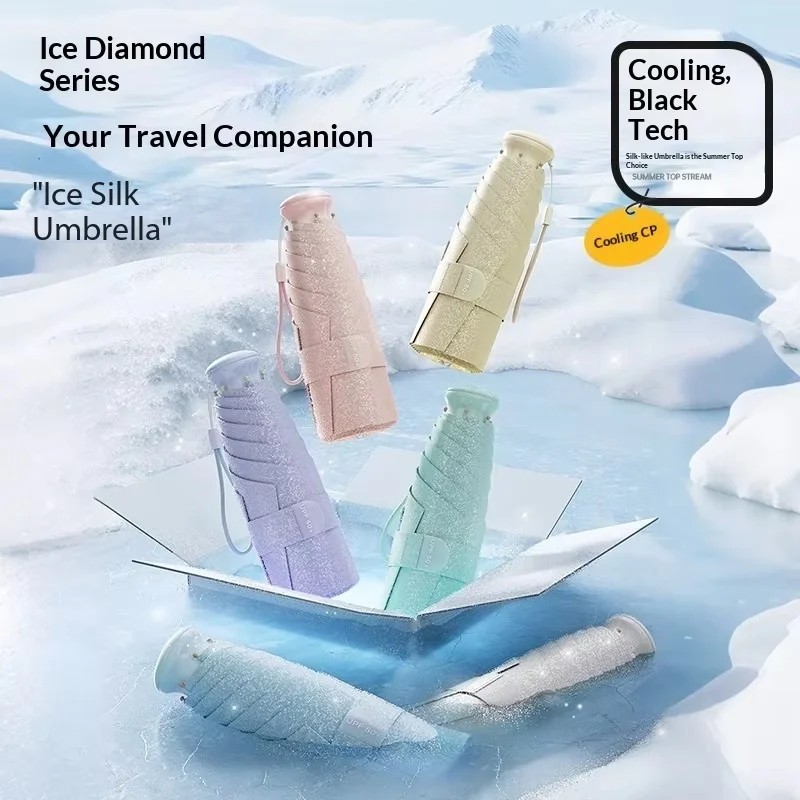 Ice Silk Casual Manual Women's UV-Resistant Sun & Rain Dual-Use Gradient Printed Sun Umbrella Factory Stock Wholesale