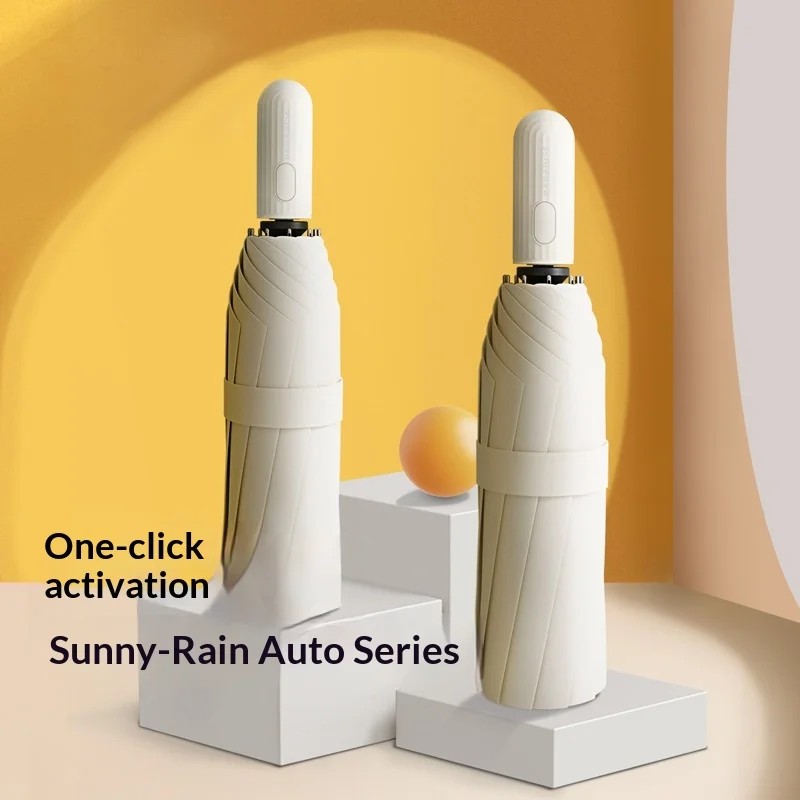 New Unisex Fully Automatic Sun protection Double Folding Umbrella with Steel & Vinyl for Sunny Rainy Days Portable Windproof
