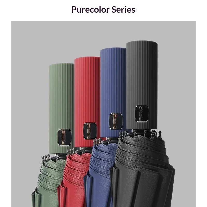 12-rib Striped Color Matching Handle Large Size Windproof Reinforced Business Simple Men's Advertising Gift Umbrella Automatic