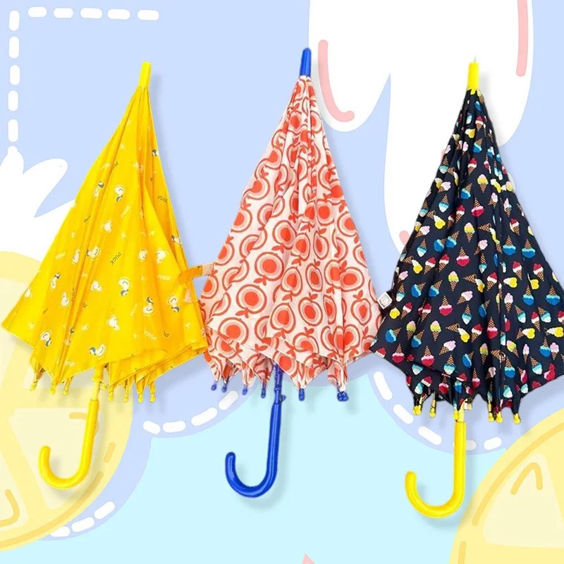 Children's Cartoon Cute Straight Umbrella with 8 Ribs and Long Handle for Toddlers and Elementary School Students