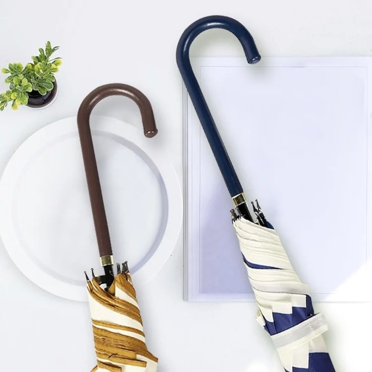 Japanese Style Fresh Automatic Rain Sun Dual-use Student Lightweight Navy Striped Long-handled Collision Cloth 8 Ribs Umbrella