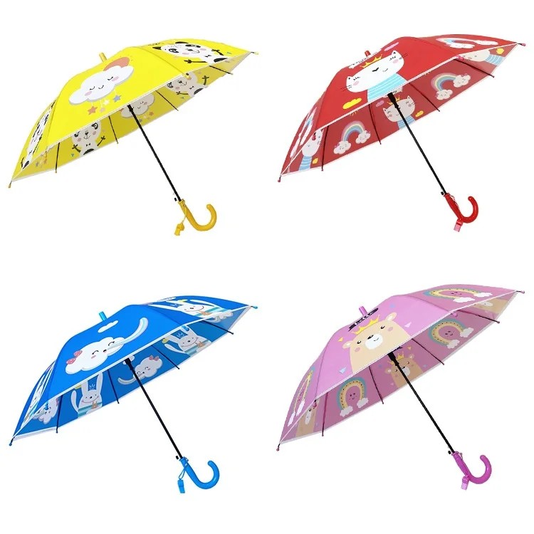 Umbrella Factory Direct Supply Stock Printed Logo Cute Cartoon Kindergarten Children's Automatic Opening 8 Ribs POE Umbrella
