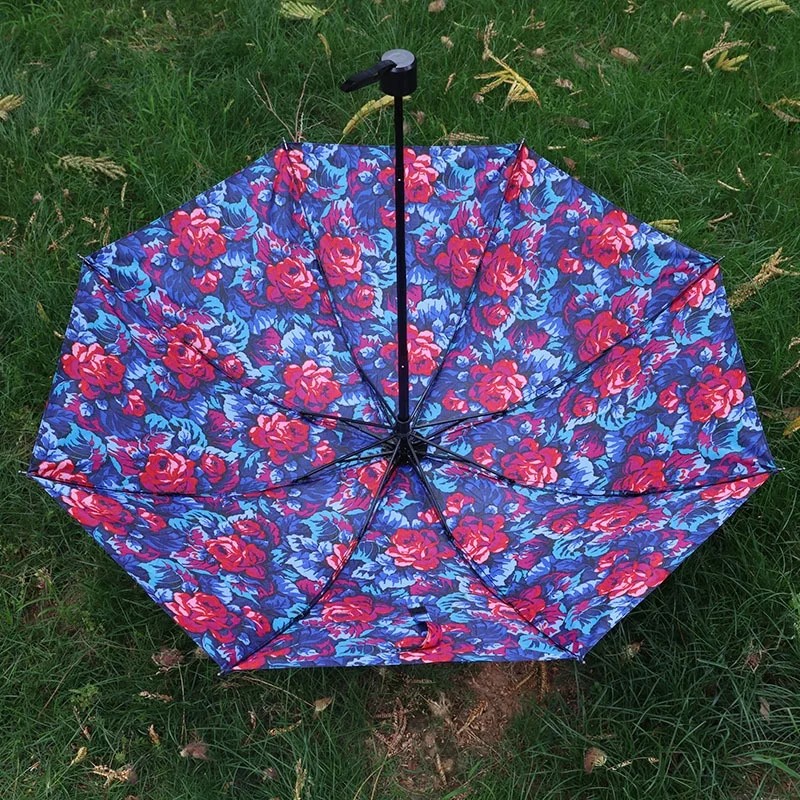 Cross Border Wholesale Vintage Floral Fiberglass Sun Umbrella Outdoor Parasol Dual Use Sun Rain Women's Sun protection Large
