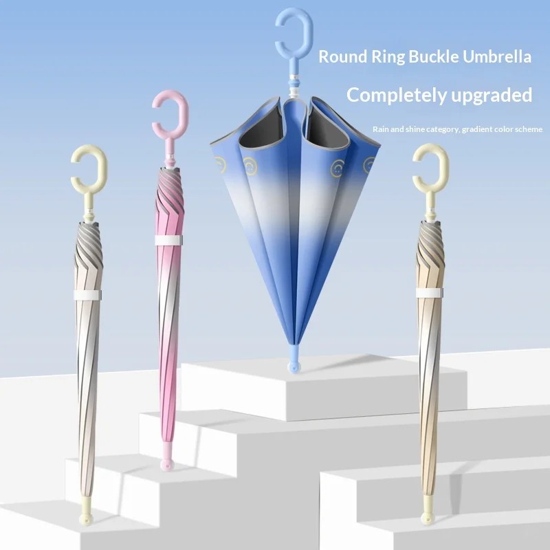 Cute Children's Long-Handled Straight Umbrella Rounded Corners Wheels Cartoon Design for Boys Girls Kindergarten/Elementary