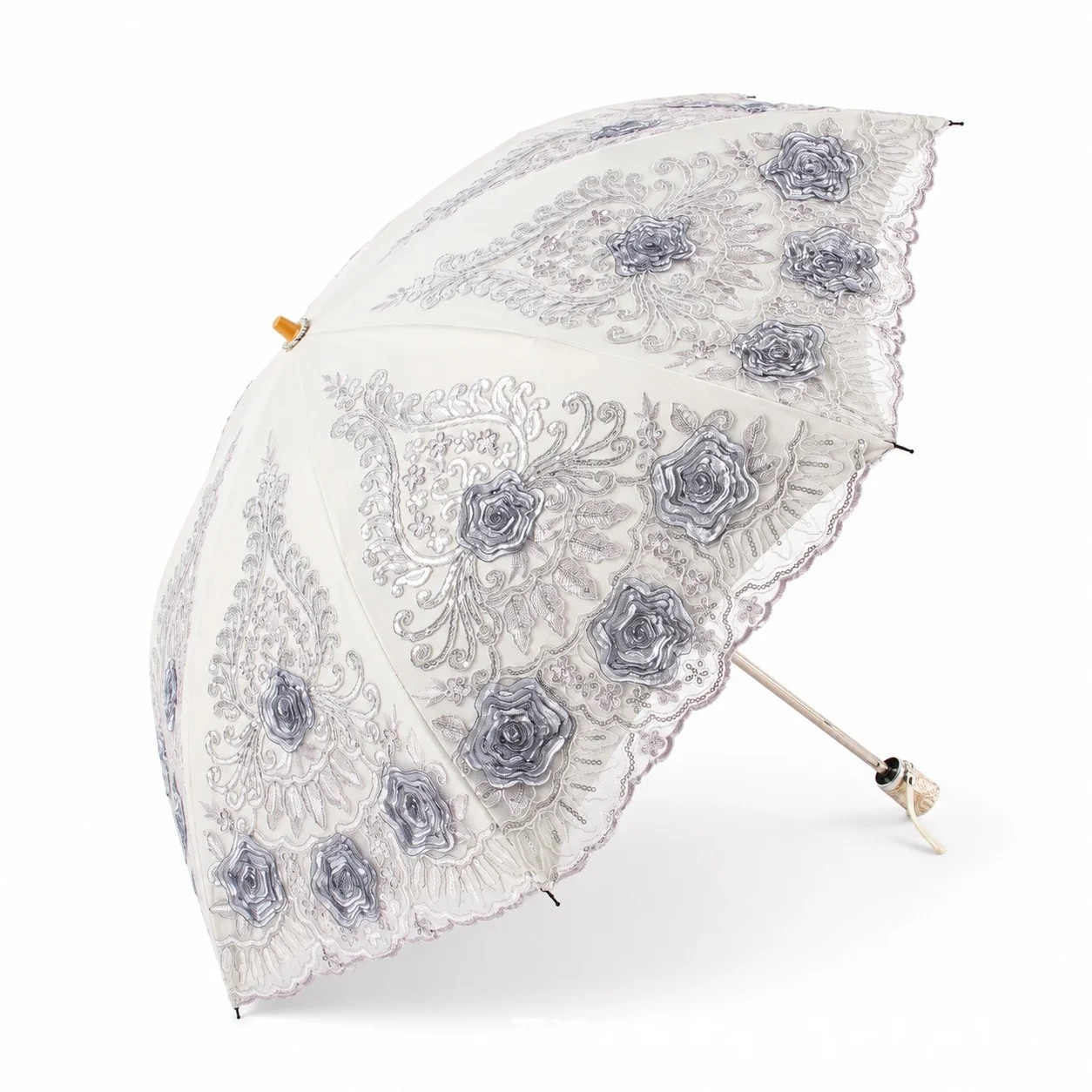 Double Layer Embroidered Lace Manual Foldable Umbrella 2613 Gourd Shaped  Dual Use for Sun Rain UV protection Gift Umbrella