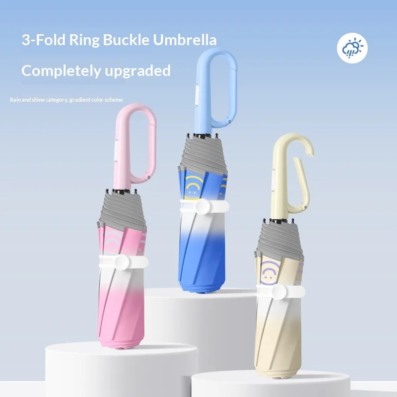 Gradient Ring Buckle Children's Umbrella for Primary School Boys and Girls Manual Sun Protection UV Protection Foldable Design