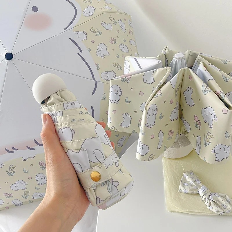 Cute Fresh Style Automatic Opening Folding Umbrella Sun Protection UV Protection Dual-use Sun Rain Portable Business Gifts