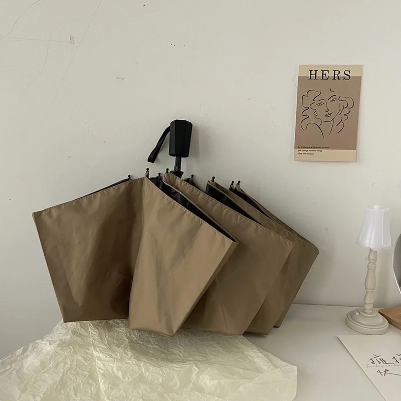 In Stock Stylish Minimalist Sun Umbrella Manual Dual Use Sun Rain Vintage Foldable Portable Sunshade Women Ins Business Gifts