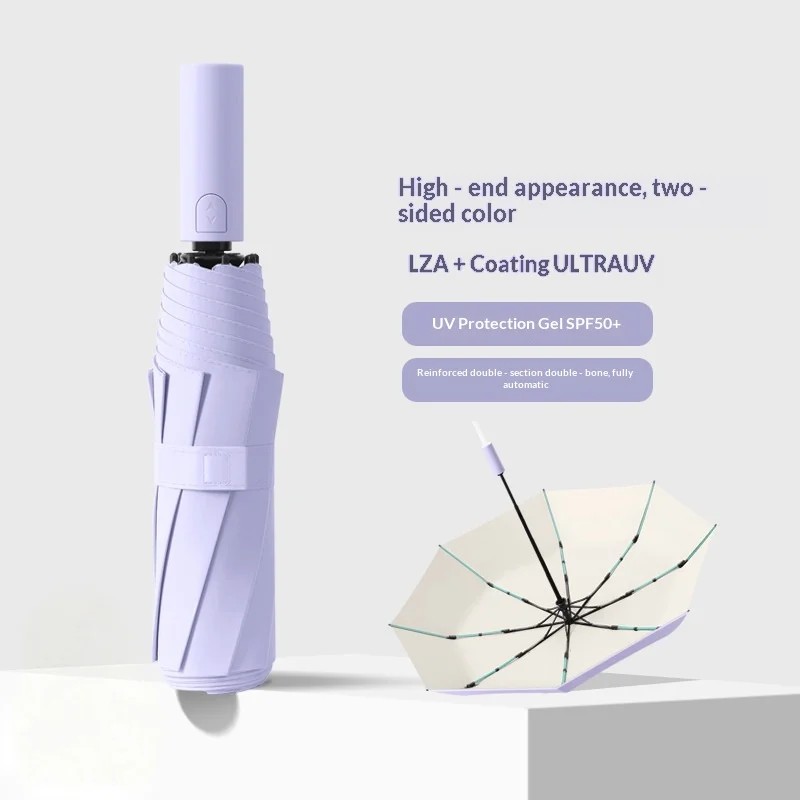 Full-automatic Business Gifts Sun Umbrella UV-proof Custom LOGO Wholesale Rain Sunshine Dual-Use Reinforced Color Glue Sunshade