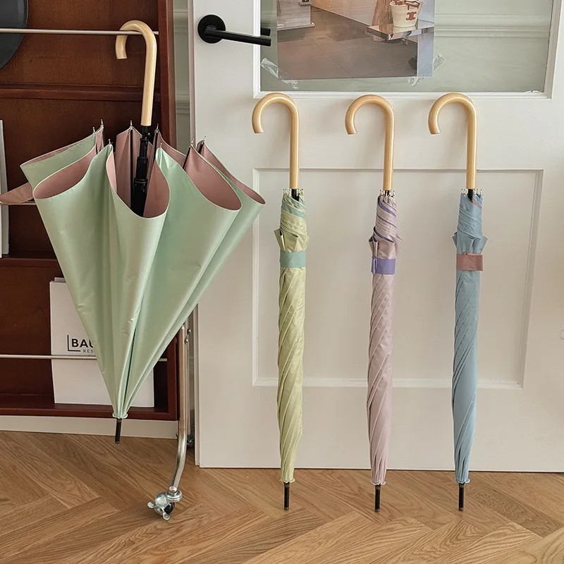 New 8-rib Straight Rod Color Glue Fabric Sun protection Special High Quality Umbrella Parasol Advertising Long-handle Umbrella