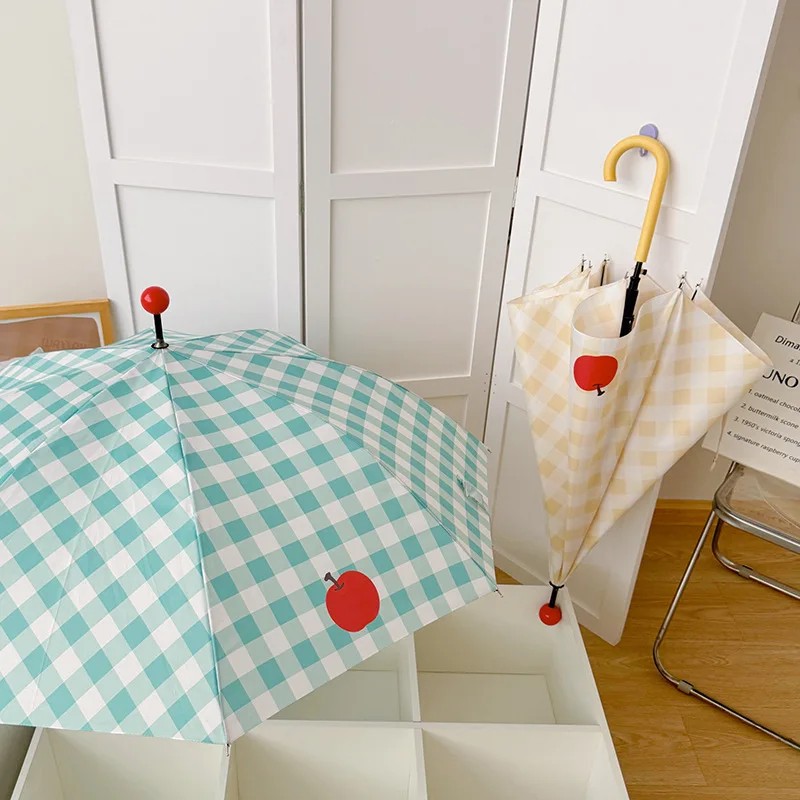 Japanese Style Long-handle apple Umbrella Enlarged Automatic All-weather Windproof Folding Sun protection Anti-UV Parasol