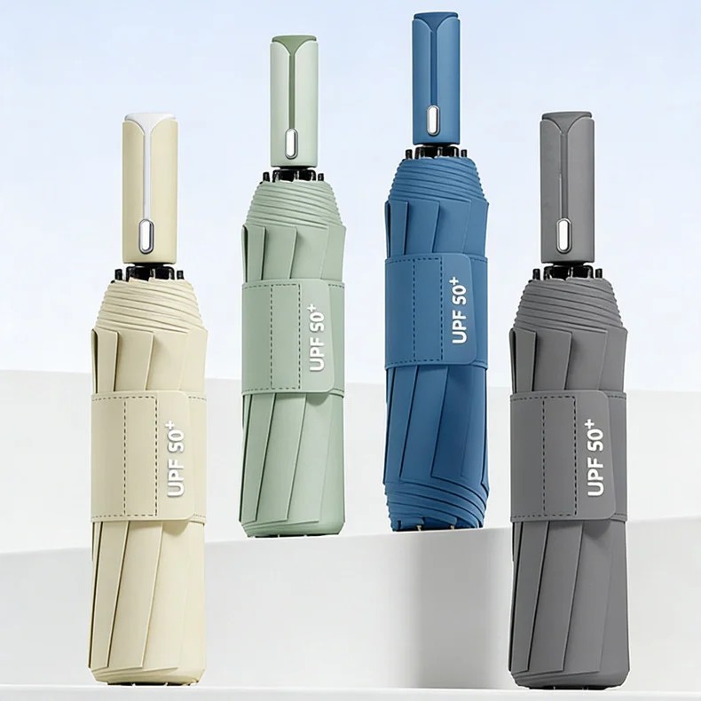 High-End Advertising Folding Umbrella Fully Automatic Durable Strong Wind-Resistant Large Double-Person Sunshade OEM Customized