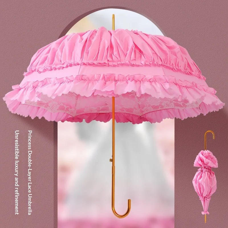 Lolita Princess Umbrella Sunshade Dual-use Sun Rain Reinforced Enlarged Straight Rod 8 Ribs Wholesale Direct Manufacturer