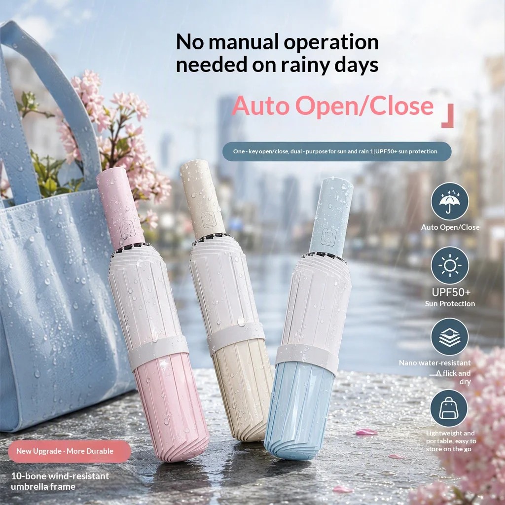 Automatic Foldable Umbrella 16 Ribs Business Gifts Sun Rain Dual-use UV Protection Universal High-value Wholesale